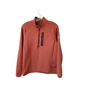 Eddie Bauer Fleeece Pullover Quarter Zip Jacket Bronze Orange Size Medium